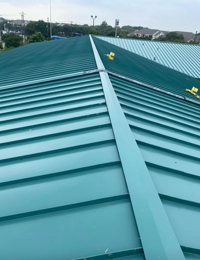Green commercial metal roof ridge and valley for Metal Roof Repair in Walnut Ridge